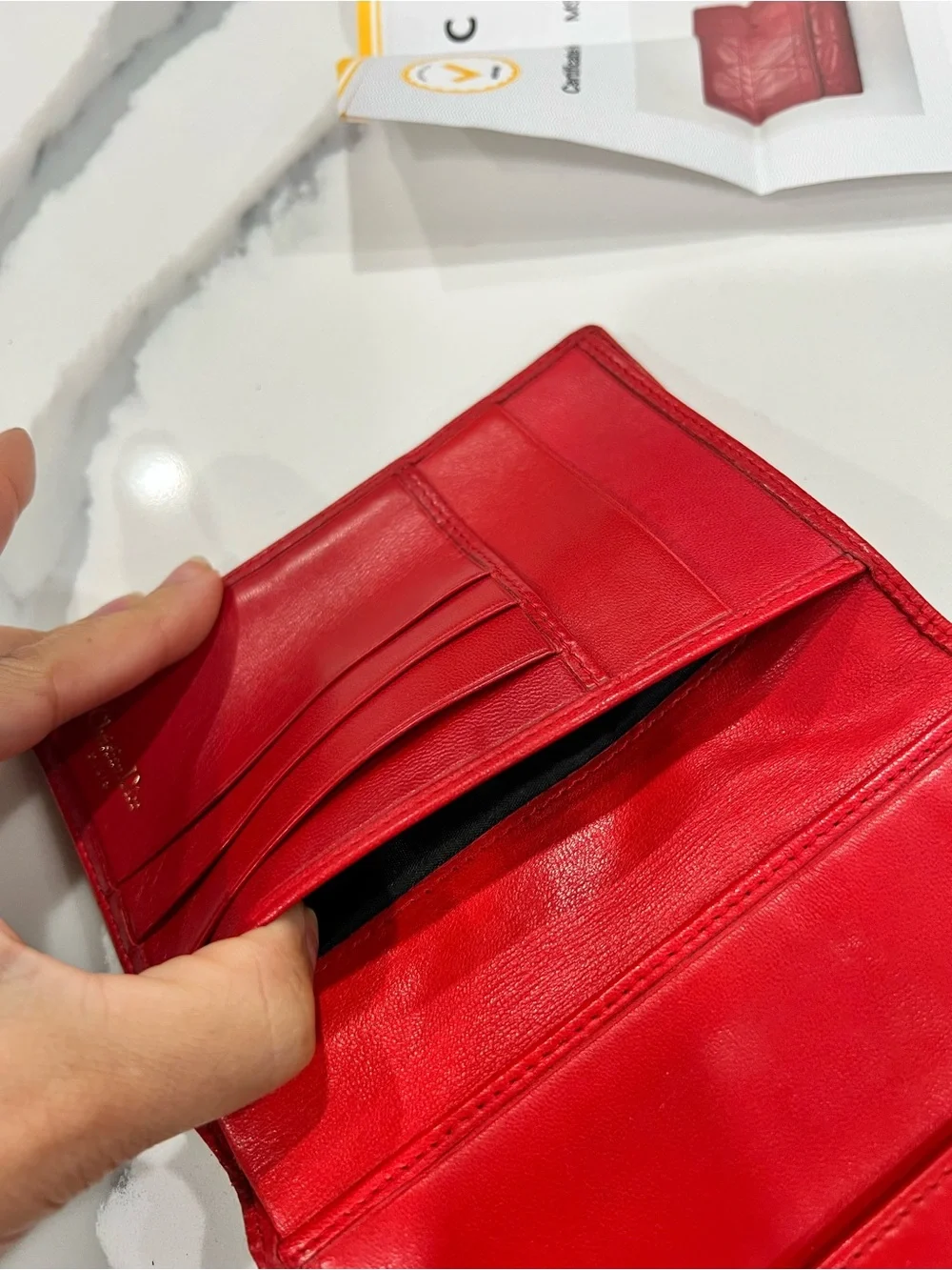 Authentic Christian Dior Cannage Travel Wallet Red + COA